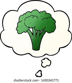 cartoon brocoli with thought bubble in smooth gradient style