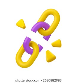 Cartoon broken chain link vector 3d icon. Unlink or disconnect symbol isolated on white background. Cartoon abstract failure or weakness illustration. - Powered by Shutterstock - Get 15% off with code: PIKWIZARD15