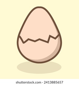 Cartoon Broken Egg in flat design with shadow