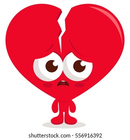 Cartoon broken heart character. Vector illustration