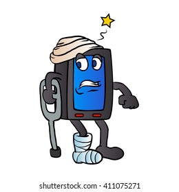 Cartoon broken smart phone