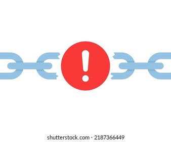 cartoon broken supply chain or disruption icon. flat simple trend modern big damage logo design web element isolated on white. concept of lost control sign or system vulnerability or security risk