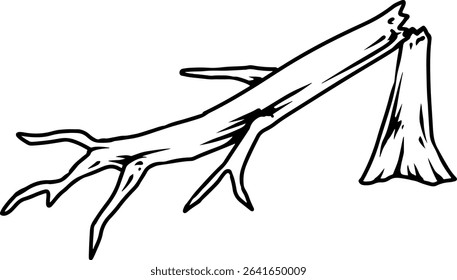 Cartoon Broken Tree Branch Illustration