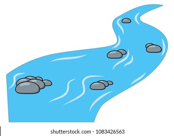 Cartoon brook, river isolated on white background