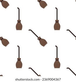 Cartoon broom seamless pattern background.