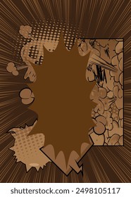 Cartoon brown background, comic book backdrop. Retro vector comics pop art design.