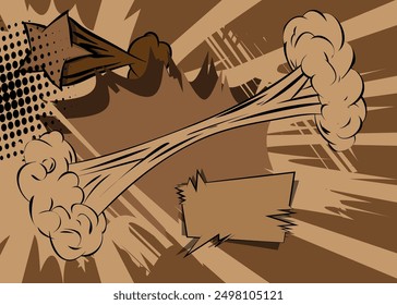 Cartoon brauner Hintergrund, Comic-Hintergrund. Retro Vektor Comics Pop Art Design.