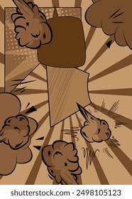 Cartoon brauner Hintergrund, Comic-Hintergrund. Retro Vektor Comics Pop Art Design.