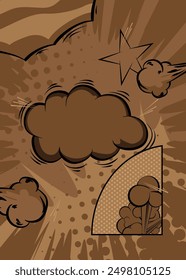 Cartoon brown background, comic book backdrop. Retro vector comics pop art design.