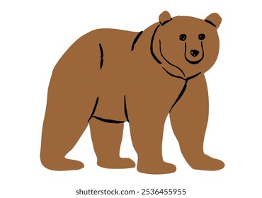 Ilustración e icono de animal de oso marrón de dibujos animados aislados sobre fondo blanco