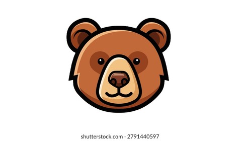 Cartoon brown bear head illustration