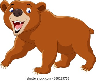 Cartoon brown bear isolated on white background