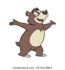 Cartoon Brown Bear Standing Tall with Confidence