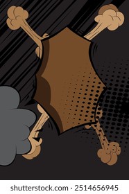 Cartoon brown and black background, comic book backdrop. Retro vector comics pop art design.