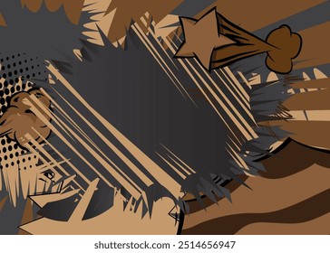 Cartoon brown and black background, comic book backdrop. Retro vector comics pop art design.