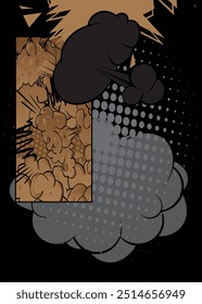 Fondo marrón y negro de la historieta, telón de fondo del cómic. Diseño de arte pop de cómics de Vector retro.