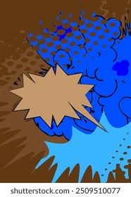 Cartoon brown and blue background, comic book backdrop. Retro vector comics pop art design.