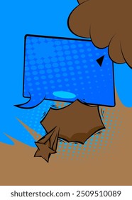 Fundo marrom e azul dos desenhos animados, pano de fundo dos quadrinhos. Quadrinhos vetoriais retrô com design de arte pop.
