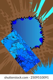 Cartoon brown and blue background, comic book backdrop. Retro vector comics pop art design.
