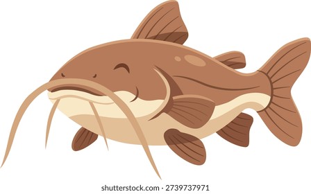 Cartoon Brown Catfish Vector Illustration