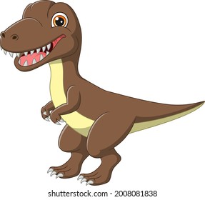Cartoon brown dinosaur tyrannosaurus rex