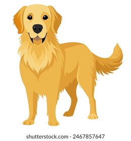 A cartoon brown dog is depicted on a white background