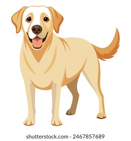 A cartoon brown dog is depicted on a white background