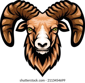 Cartoon brown goat head mascot