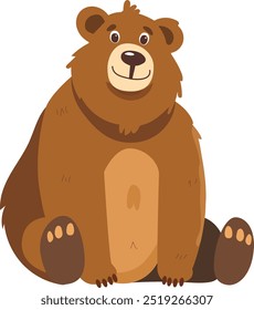 Cartoon Brown Grizzly Bear Isolated on White Background. Vector Illustration