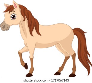 Cartoon brown horse isolated on white background