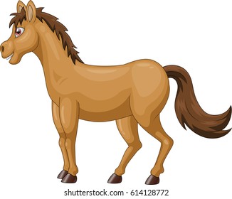 cartoon brown horse Vector illustration