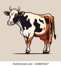 Cartoon brown milk cow vector style illustration.