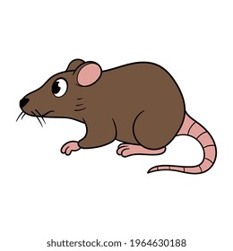 Cartoon Brown Mouse Vector Illustration