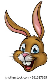 A cartoon brown rabbit or Easter Bunny face