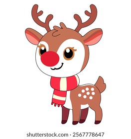 Cartoon Brown Rudolph Vector Illustration