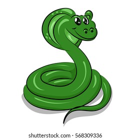 cartoon brown snake cobra with tongue and fangs