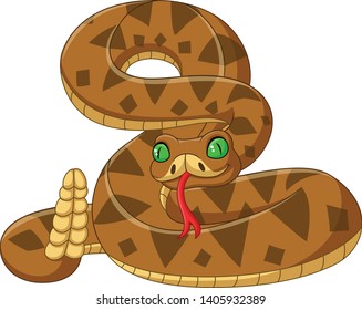 Cartoon brown snake on white background