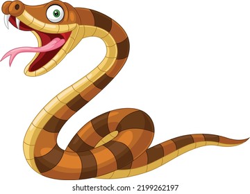 Cartoon brown snake on white background