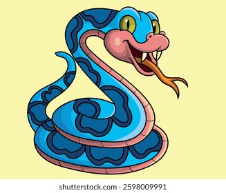 Cartoon brown snake on white background vector illustration