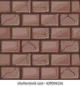 Cartoon brown stone Wall texture, set seamless background
