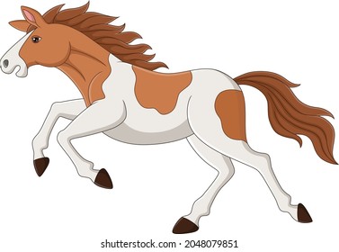 Cartoon brown and white horse running