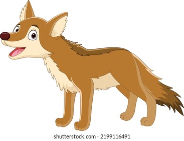 Cartoon brown wolf on white background