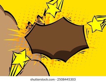 Cartoon brown and yellow background, comic book backdrop. Retro vector comics pop art design.