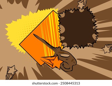 Cartoon brown and yellow background, comic book backdrop. Retro vector comics pop art design.
