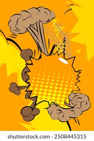 Fondo marrón y amarillo de la historieta, telón de fondo del cómic. Diseño de arte pop de cómics de Vector retro.