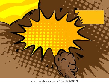 Fondo marrón y amarillo de la historieta, telón de fondo del cómic. Diseño de arte pop de cómics de Vector retro.