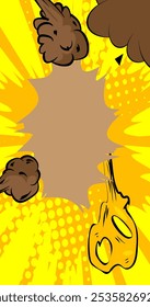 Cartoon brown and yellow background, comic book backdrop. Retro vector comics pop art design.