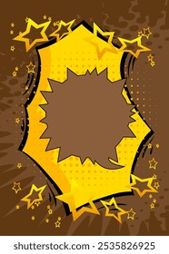 Cartoon brown and yellow background, comic book backdrop. Retro vector comics pop art design.