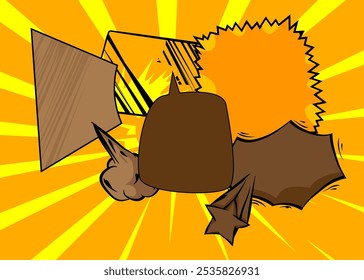 Fundo marrom e amarelo dos desenhos animados, pano de fundo dos quadrinhos. Quadrinhos vetoriais retrô com design de arte pop.