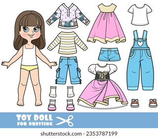 Chica de morena de dibujos animados y ropa por separado -   ropa, vestidos, mangas largas, camisas, jeans y zapatillas de deporte muñeca para vestir